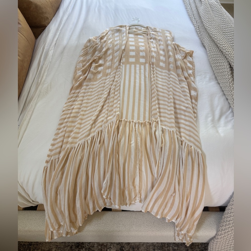 Free People Beige and White Checkered Blouse